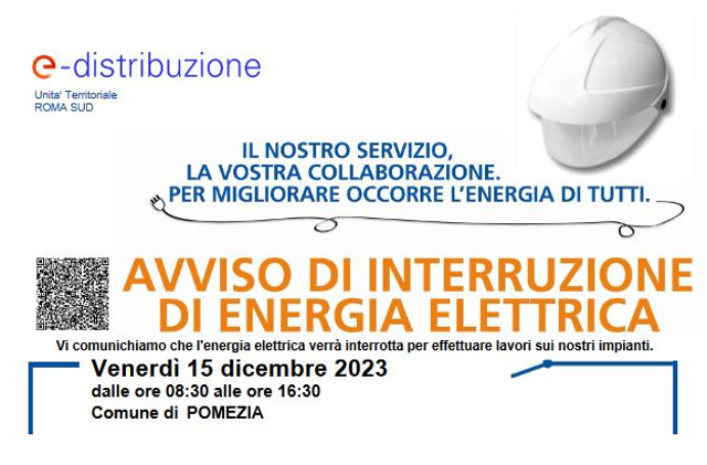 Interruzione energia elettrica venerdi 15 dicembre