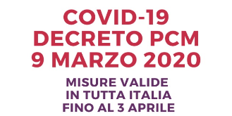 Aggiornamento Coronavirus, da questa mattina in vigore il nuovo decreto del Presidente del Consiglio dei Ministri: misure urgenti di contenimento del contagio su tutto il territorio nazionale