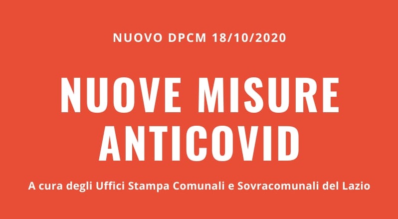 Emergenza Coronavirus, nuovo DPCM in vigore da oggi 19 ottobre