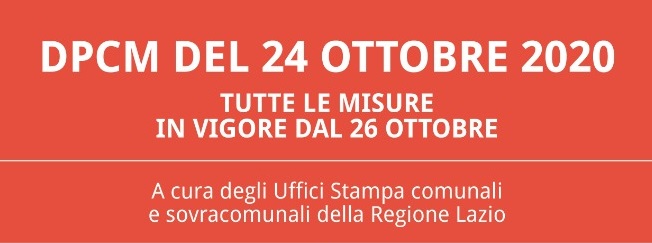 Emergenza Coronavirus, nuovo DPCM in vigore da domani 26 ottobre